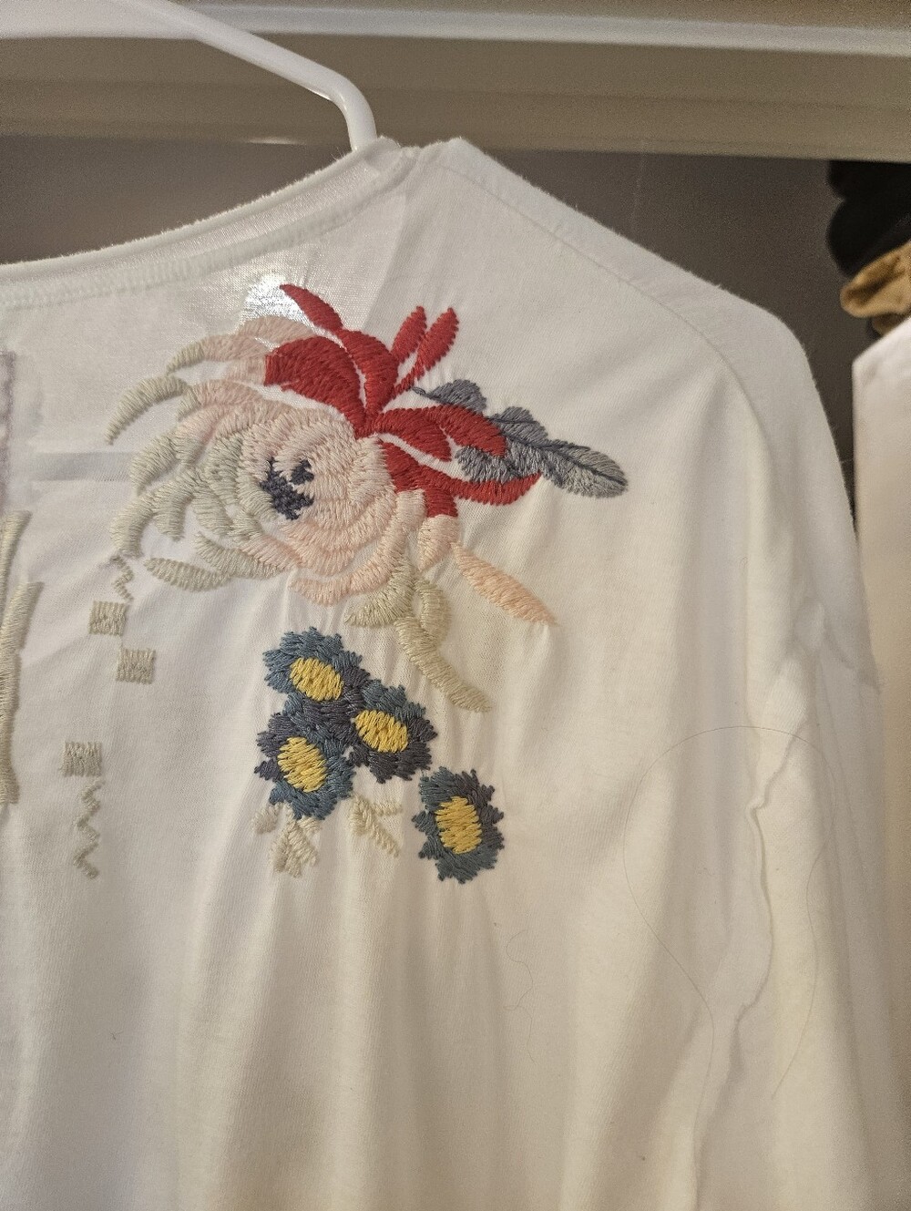 Johnny Was Floral Embroidered  Sheer T Shirt- Medium - Picture 4 of 11